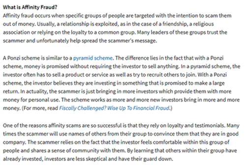 What is affinity fraud