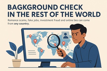 Person checking global background information to detect scammers